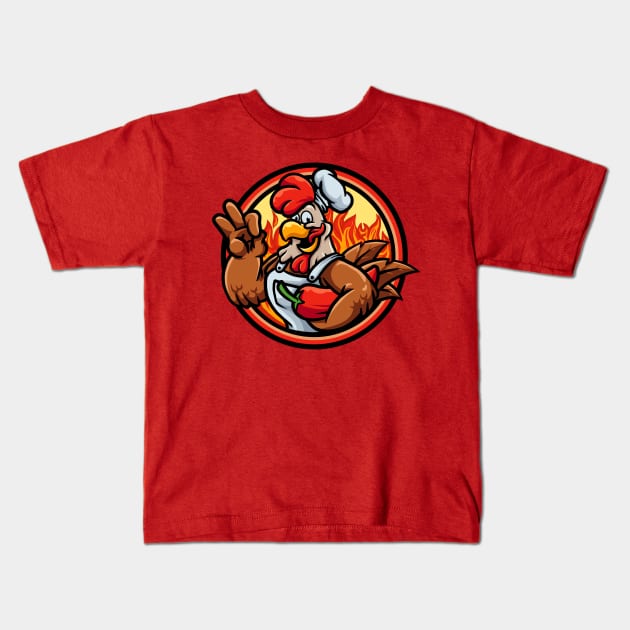 SPICY ROOSTER Kids T-Shirt by NSC.gd